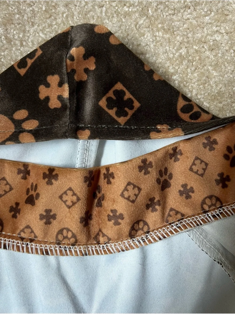 Brown Paw-Print Hooded Dog Coat for Small Dogs